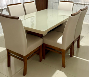 Mesa Veneza 160x90 c/Pé Central Veneza c/6 cad. Confort